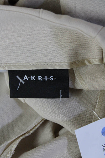 Akris Womens Cropped Ankle Dress Pants Beige Wool Blend Zip Size 14
