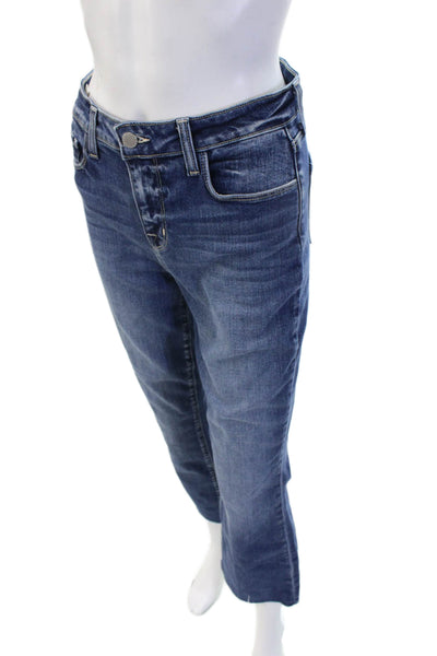 L'Agence Womens Dark Blue Cropped Flare Jeans Size 26