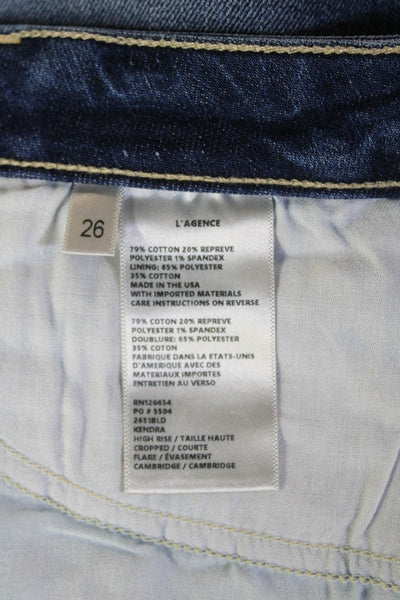 L'Agence Womens Dark Blue Cropped Flare Jeans Size 26