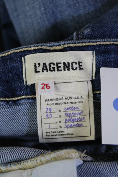 L'Agence Womens Dark Blue Cropped Flare Jeans Size 26