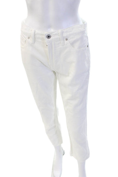 Vince Women Ankle Cropped Pants White Mid Rise Designer Size 26