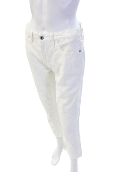 Vince Women Ankle Cropped Pants White Mid Rise Designer Size 26
