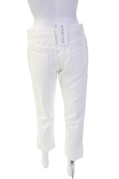 Vince Women Ankle Cropped Pants White Mid Rise Designer Size 26