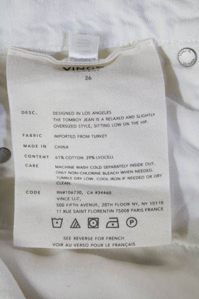 Vince Women Ankle Cropped Pants White Mid Rise Designer Size 26