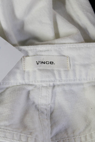 Vince Women Ankle Cropped Pants White Mid Rise Designer Size 26
