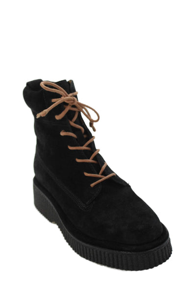 Rag & Bone Womens Sloane Suede Lace-Up Combat Boots Black Size 8.5