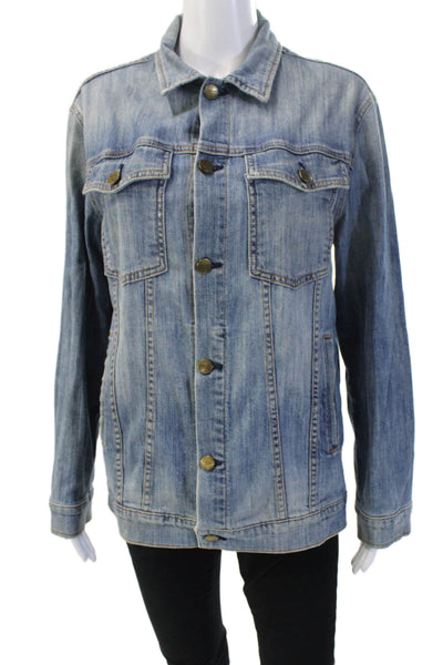 Current/Elliott Womens Blue Collared Button Long Sleeve Jacket Size 2