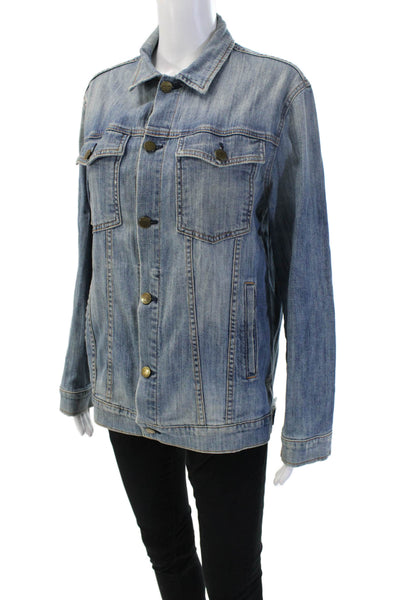 Current/Elliott Womens Blue Collared Button Long Sleeve Jacket Size 2