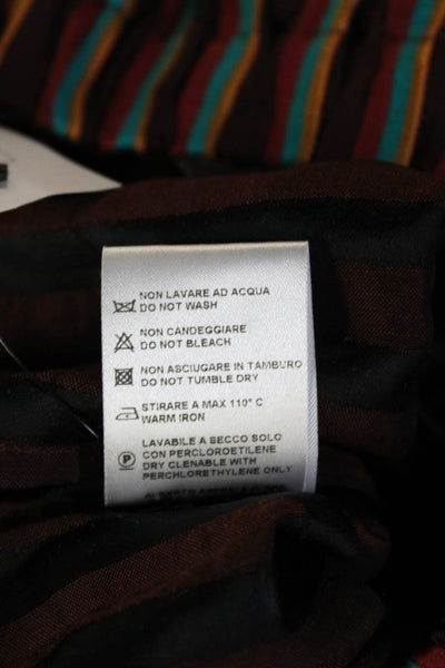 Aspesi Unisex Cropped Striped Brown Pants Bohemian Linen Viscose Size 40
