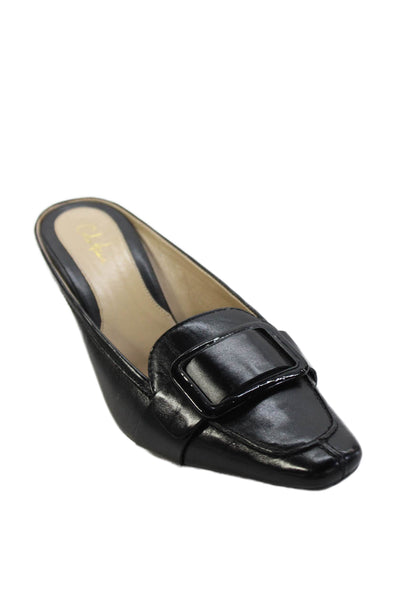Cole Haan Womens Leather Buckled Detail Mule Heels Black Size 9