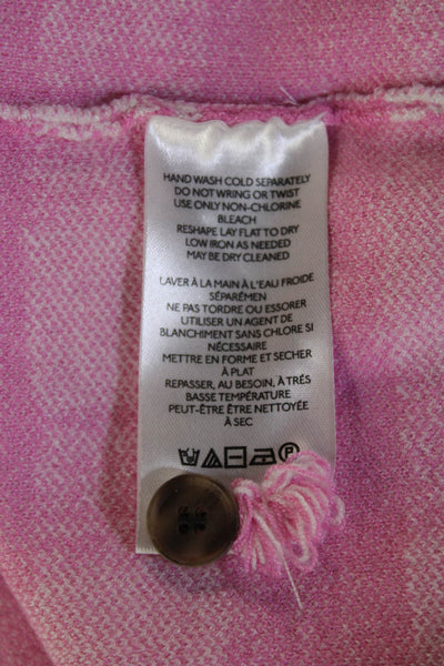 Maeve Anthropologie Women Pink Check Pullover Sweater Short Sleeve Size S