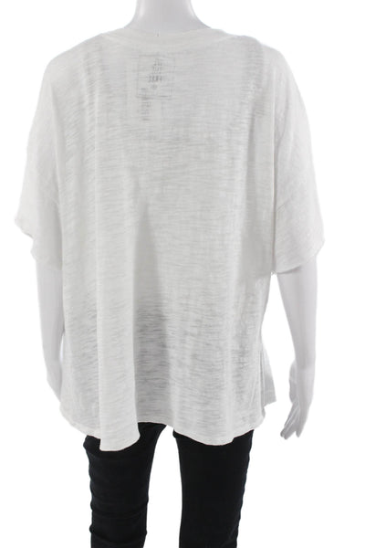 We The Free Womens Basic White V-Neck Short Sleeve T-Shirt Bohemian Size M