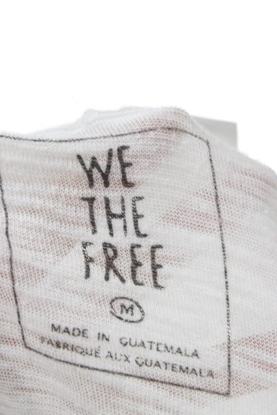 We The Free Womens Basic White V-Neck Short Sleeve T-Shirt Bohemian Size M