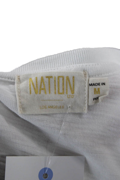 Nation LTD Womens White V-Neck Bohemian Cotton 3/4 Sleeve Blouse Size M