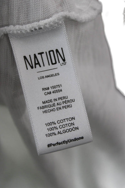 Nation LTD Womens White V-Neck Bohemian Cotton 3/4 Sleeve Blouse Size M