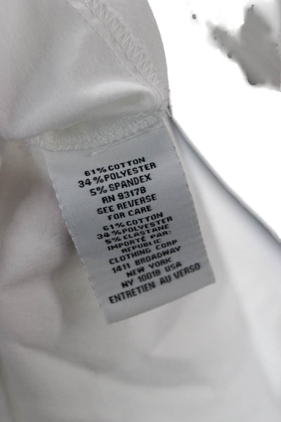 Magaschoni Womens Basic Collared Long Sleeve White Blouse Cotton Blend Size M