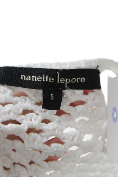 Nanette Lepore Womens White Cotton Sleeveless Round Neck Bohemian Blouse Size S