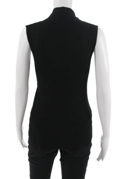 Metric Knits Women Basic V-Neck Black Tank Top 80% Viscose 20% Nylon Size M