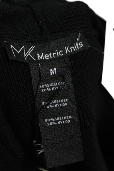 Metric Knits Women Basic V-Neck Black Tank Top 80% Viscose 20% Nylon Size M