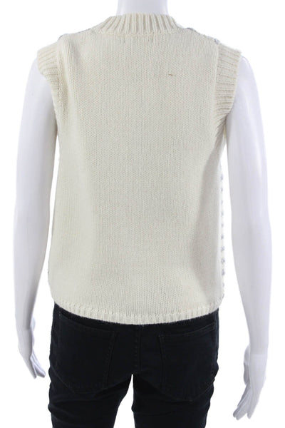 Heartloom Women Striped V-Neck Button Vest White Size M