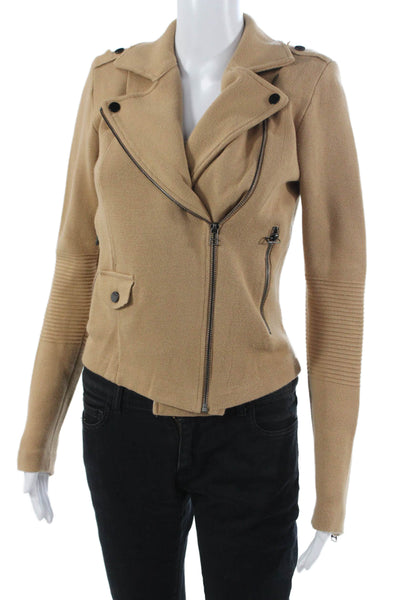 Minnie Rose Women Biker Jacket Tan Size XS