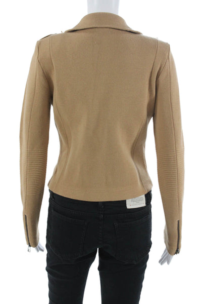 Minnie Rose Women Biker Jacket Tan Size XS