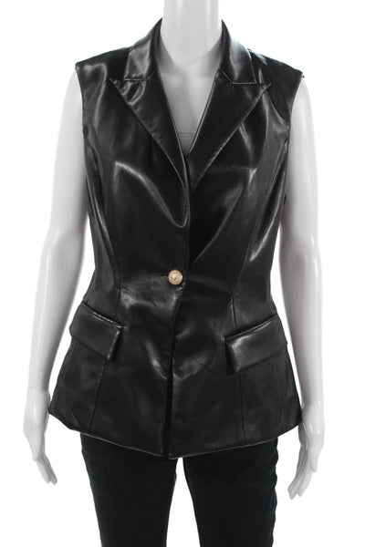 Generation Love Womens Collared Biker Sleeveless Vest Black Size M