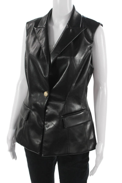 Generation Love Womens Collared Biker Sleeveless Vest Black Size M