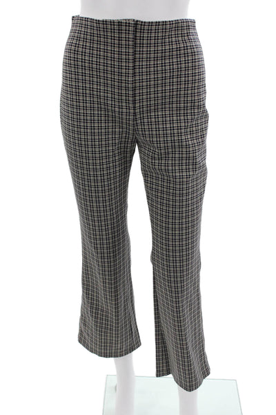 Theory Womens Dress Pants Black Plaid Zip 26 Inseam Size 2