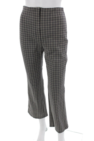 Theory Womens Dress Pants Black Plaid Zip 26 Inseam Size 2