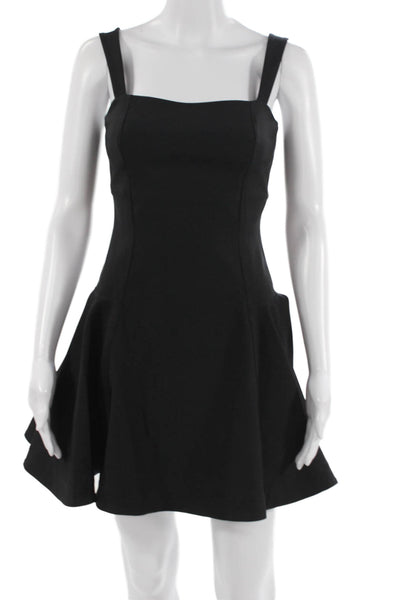 Simkhai Women Fit & Flare Mini Dress Black Square Neck Sleeveless Zip Size 0