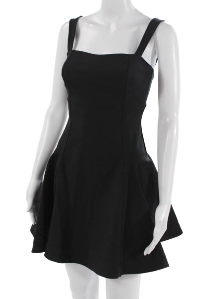 Simkhai Women Fit & Flare Mini Dress Black Square Neck Sleeveless Zip Size 0