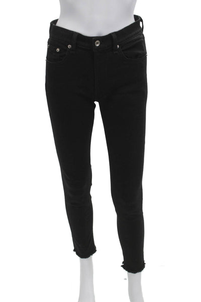 Rag & Bone Womens Black Ankle Skinny Jeans High Rise Button Fly Size 29