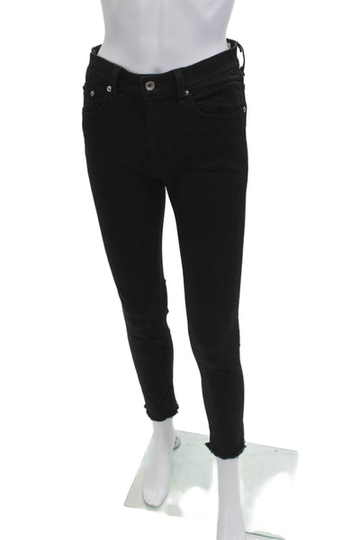 Rag & Bone Womens Black Ankle Skinny Jeans High Rise Button Fly Size 29