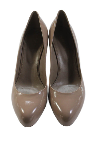 Sergio Rossi Womens Patent Leather Stiletto Heel Pumps Beige Size 40 10