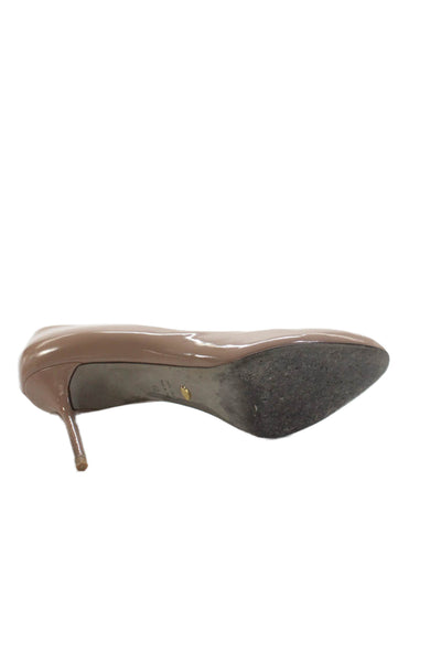 Sergio Rossi Womens Patent Leather Stiletto Heel Pumps Beige Size 40 10