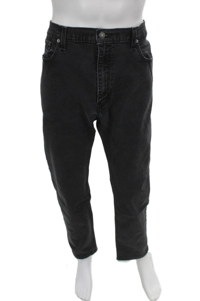 Levis Mens Straight Black Jeans Button Fly 100% Cotton Size 40