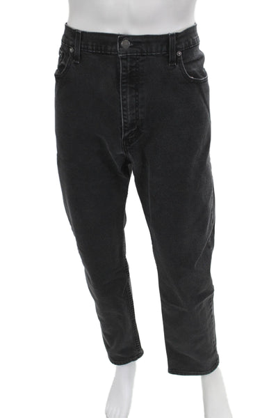 Levis Mens Straight Black Jeans Button Fly 100% Cotton Size 40