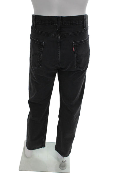 Levis Mens Straight Black Jeans Button Fly 100% Cotton Size 40