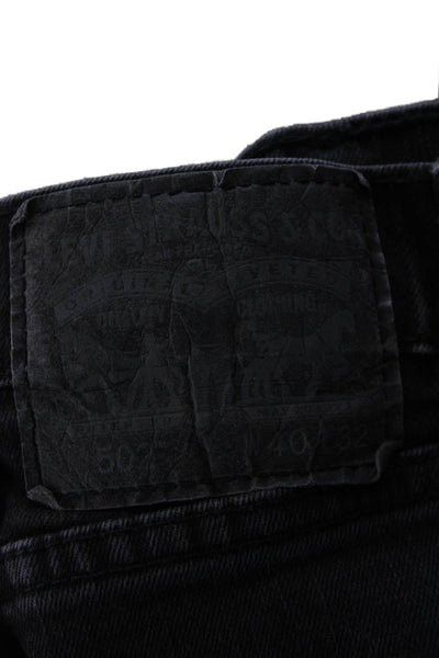 Levis Mens Straight Black Jeans Button Fly 100% Cotton Size 40