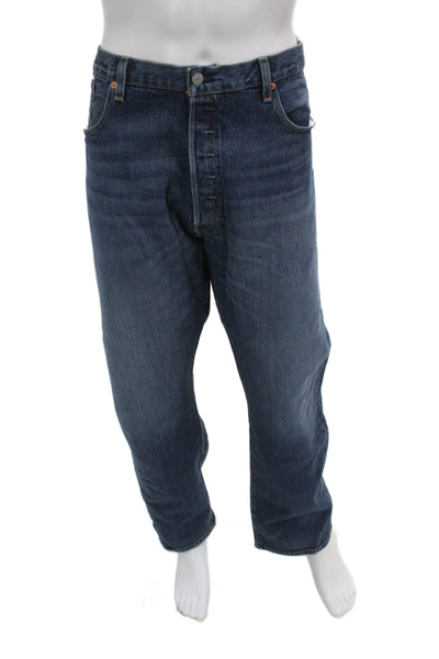 Levis Mens Dark Blue Straight Jeans Button Fly Big & Tall Size 40