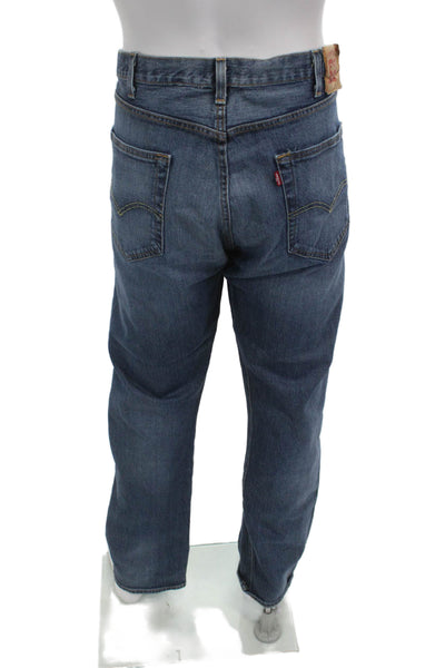 Levis Mens Dark Blue Straight Jeans Button Fly Big & Tall Size 40