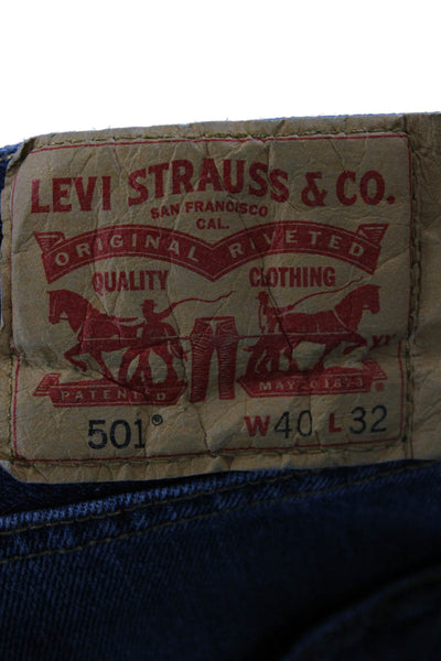 Levis Mens Dark Blue Straight Jeans Button Fly Big & Tall Size 40