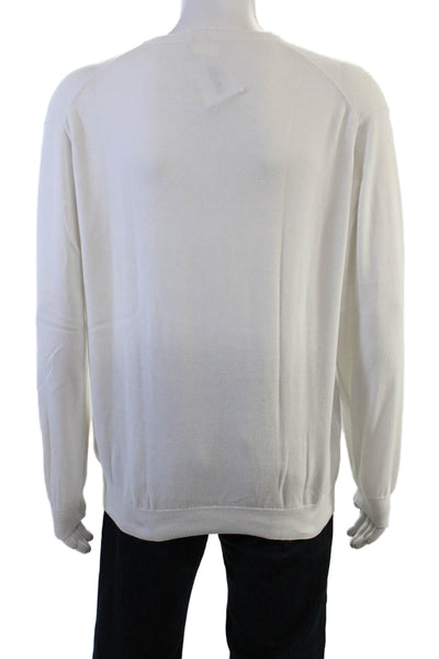 Lacoste Mens V-Neck Pullover Sweater White 100% Cotton Size 6