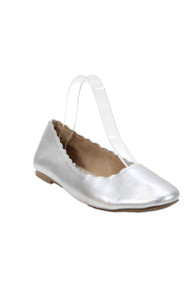 Spirit Womens Slip On Metallic Scalloped Odette Ballet Flats Silver Size 7.5M