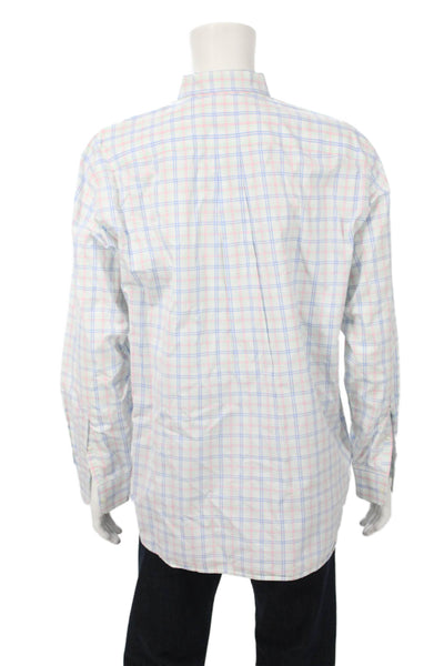 Vineyard Vines Mens Button Front Collared Plaid Murray Shirt Green Blue Size XL
