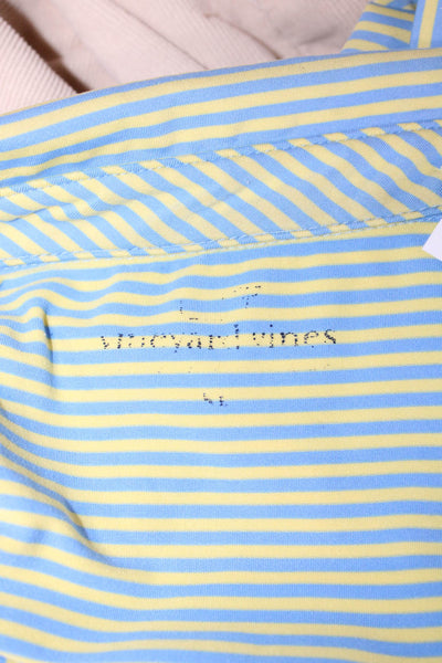 Vineyard Vines Mens Short Sleeve Collared Striped Knit Polo Shirt Yellow Blue XL