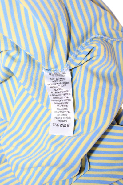 Vineyard Vines Mens Short Sleeve Collared Striped Knit Polo Shirt Yellow Blue XL