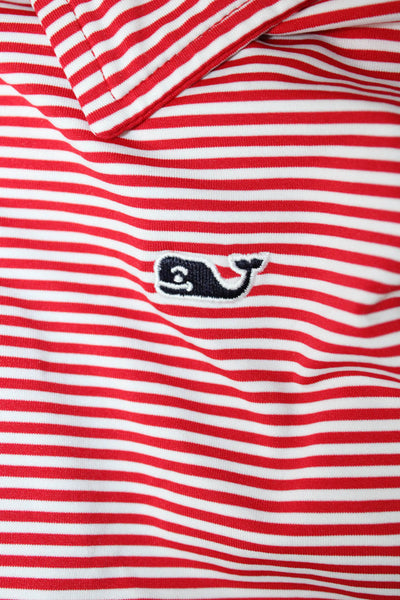 Vineyard Vines Mens Short Sleeve Collared Striped Knit Polo Shirt Red White XL