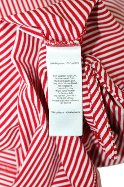 Vineyard Vines Mens Short Sleeve Collared Striped Knit Polo Shirt Red White XL